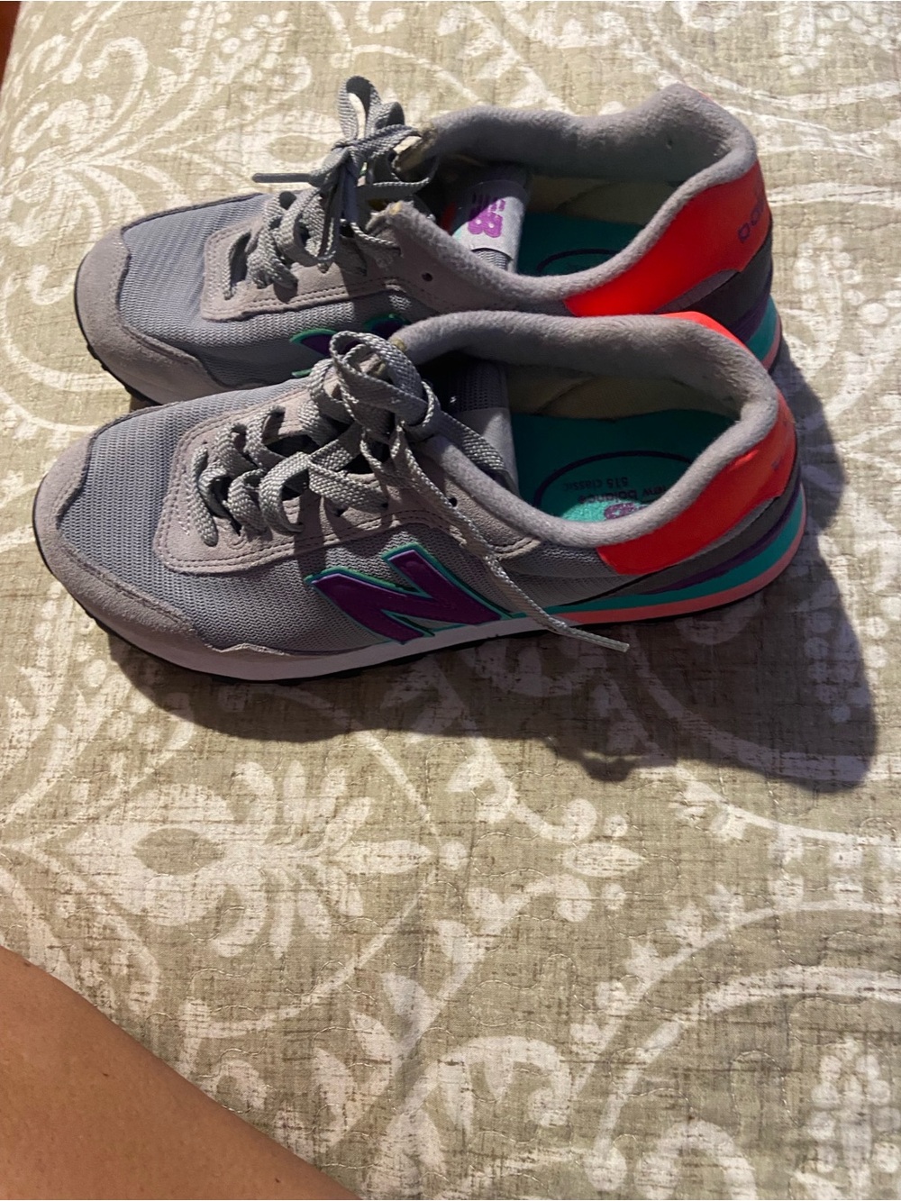 New Balance women Gray Sneakers with Pink & Teal Accents